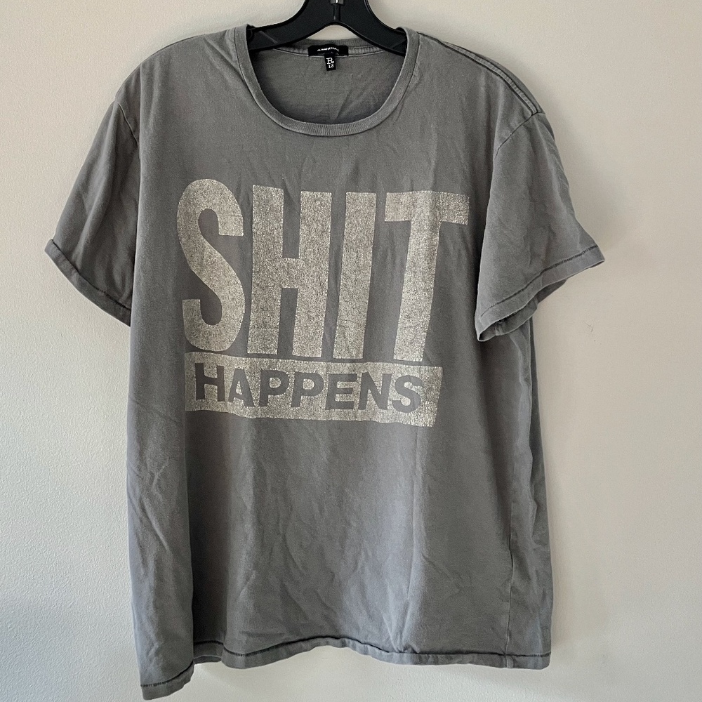 R13 "S**t Happens" Tee L XL Original Retail $350 Unisex